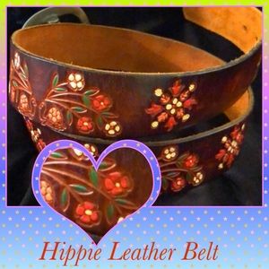 Tooled Leather Flower Belt Vintage.